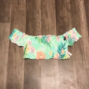 Pink swim off the shoulder top BRAND NEW WITH TAGS